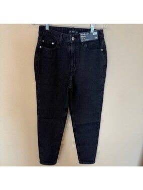 F&F Jeans Push Up Mom High Rise Sculpting Seams Denim Size US 6 UK 10 Black NWT